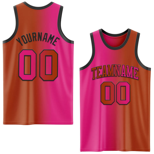 Custom Texas Orange Hot Pink - Black Authentic Gradient Fashion Basketball Jersey - TopFanCustom