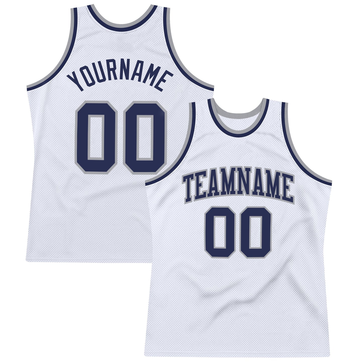 Custom White Navy - Gray Authentic Throwback Basketball Jersey - TopFanCustom