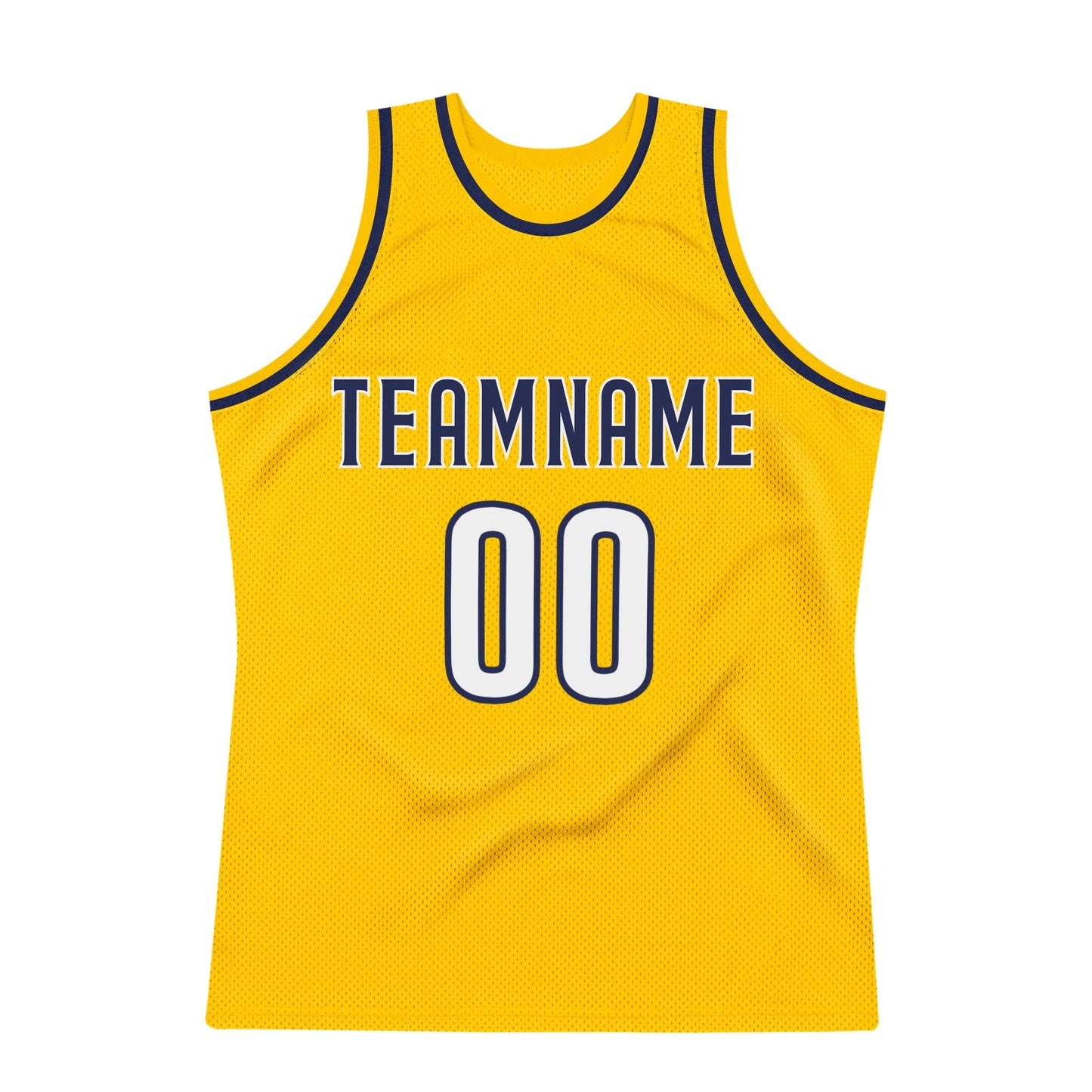Custom Gold White-Navy Authentic Throwback Basketball Jersey