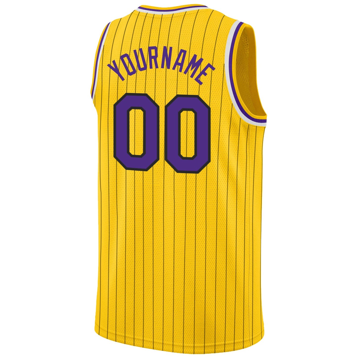 Custom Gold Black Pinstripe Purple-White Authentic Basketball Jersey