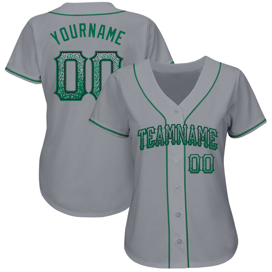 Custom Gray Kelly Green-Black Authentic Drift Fashion Baseball Jersey