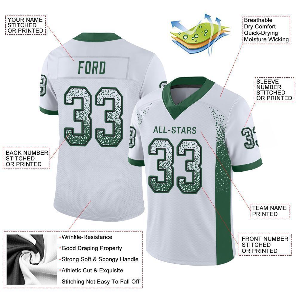Custom White Grass Green-Black Mesh Drift Fashion Football Jersey