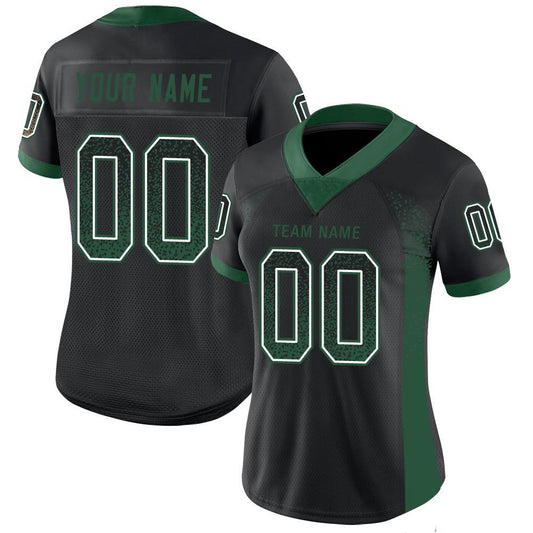 Custom Black Grass Green-White Mesh Drift Fashion Football Jersey
