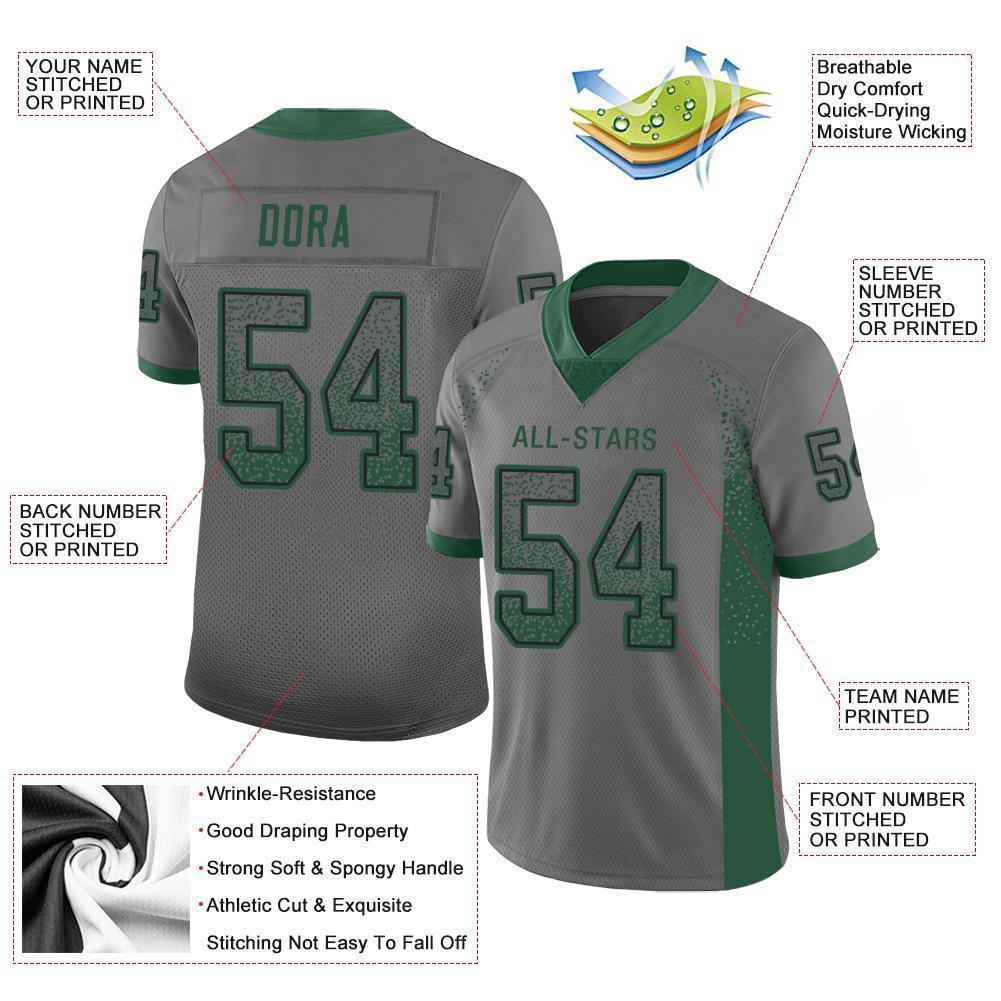 Custom Gray Grass Green-Black Mesh Drift Fashion Football Jersey