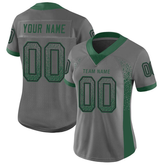 Custom Gray Grass Green-Black Mesh Drift Fashion Football Jersey