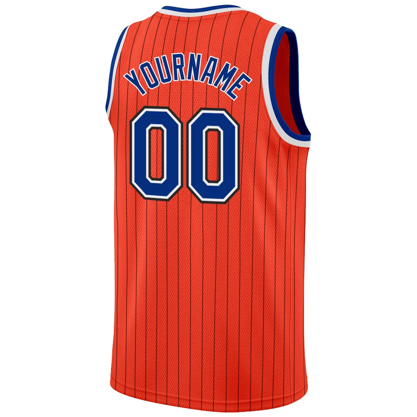 Custom Orange Black Pinstripe Royal-White Authentic Basketball Jersey