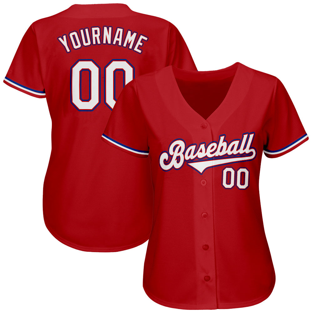 Custom Red White-Royal Authentic Baseball Jersey