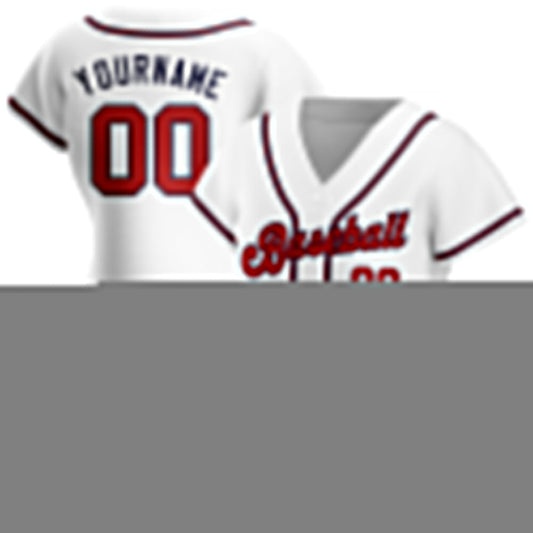 Custom White Red-Navy Authentic Baseball Jersey