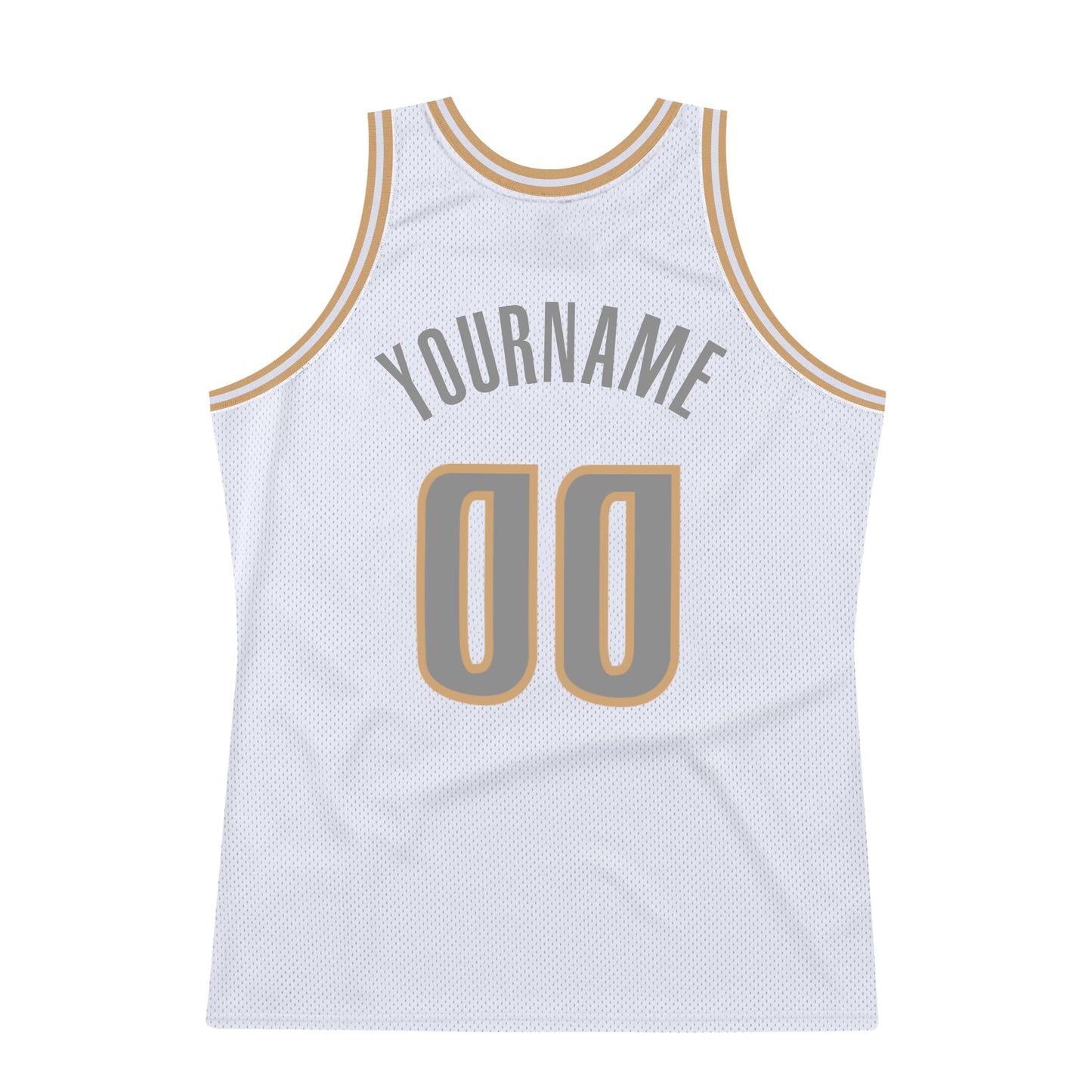 Custom White Steel Gray-Old Gold Authentic Throwback Basketball Jersey