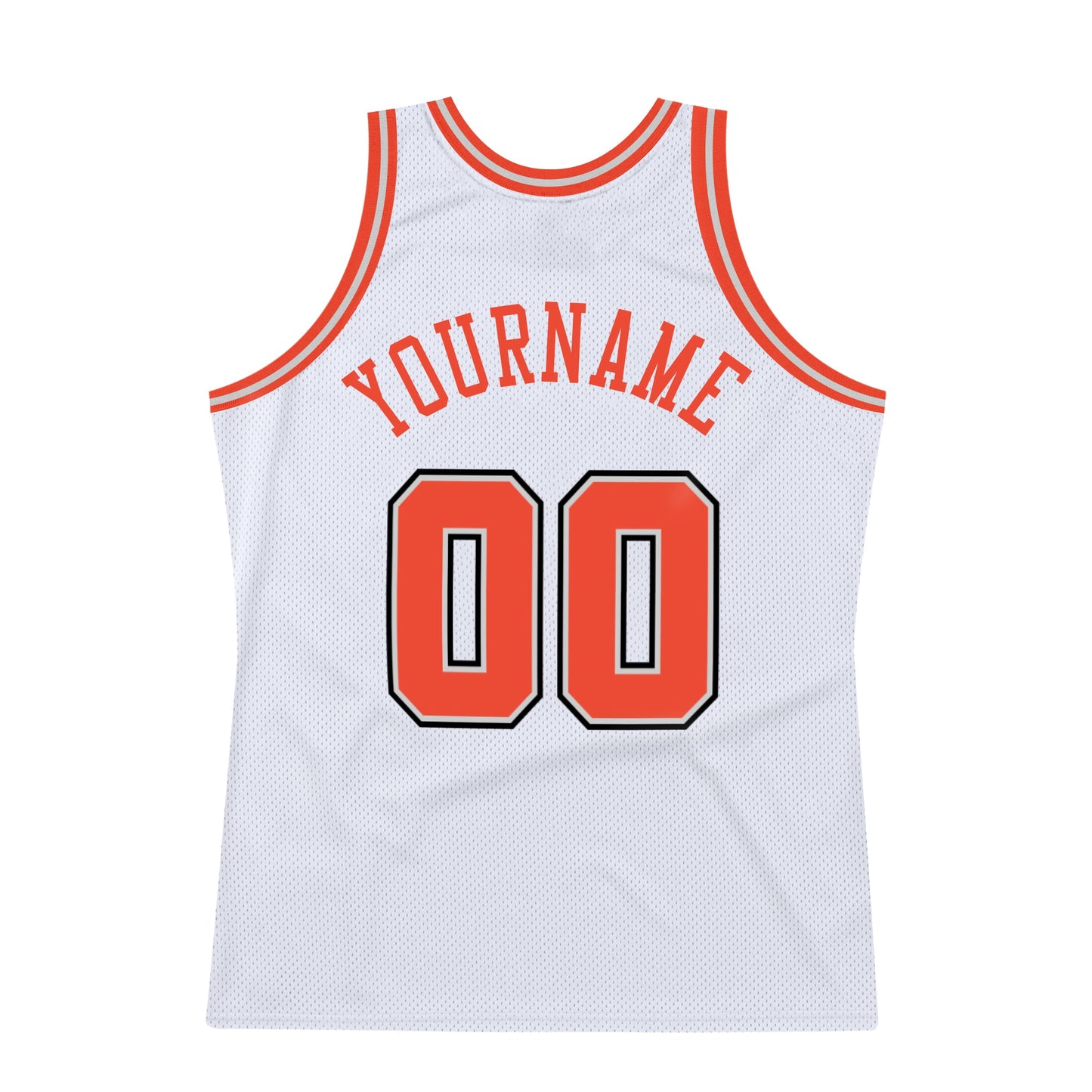 Custom White Orange-Gray Authentic Throwback Basketball Jersey