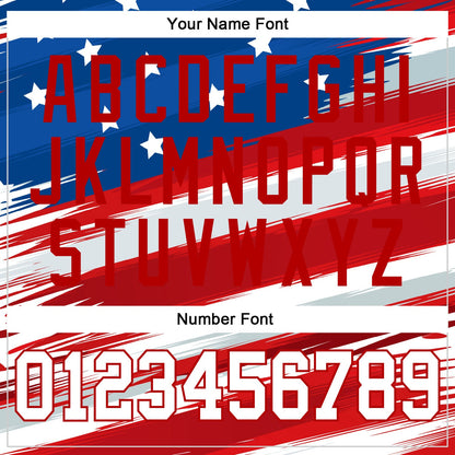 Custom Royal White-Red 3D American Flag Authentic Baseball Jersey