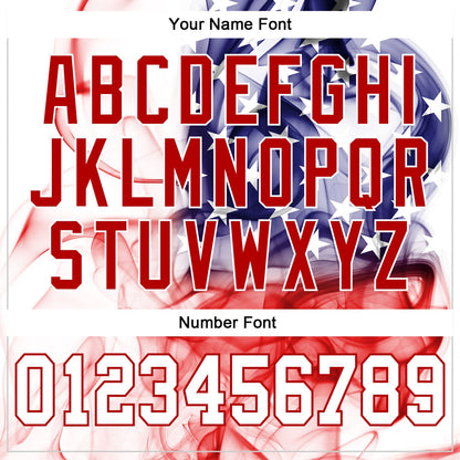 Custom White White-Red 3D American Flag Authentic Baseball Jersey