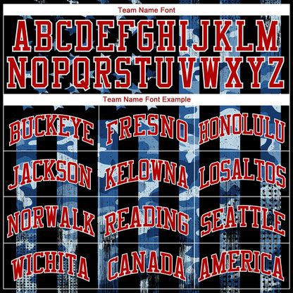 Custom Camo Royal Red-White 3D Salute To Service American Flag Authentic Baseball Jersey
