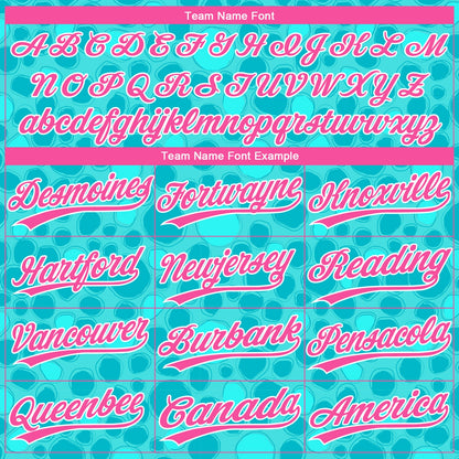 Custom Aqua Pink-White 3D Pattern Design Authentic Baseball Jersey