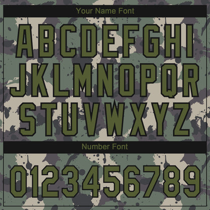 Custom Camo Olive-Black 3D Pattern Design Authentic Salute To Service Baseball Jersey