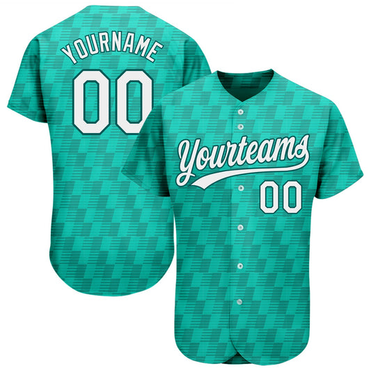Custom Kelly Green White-Black 3D Pattern Design Authentic Baseball Jersey
