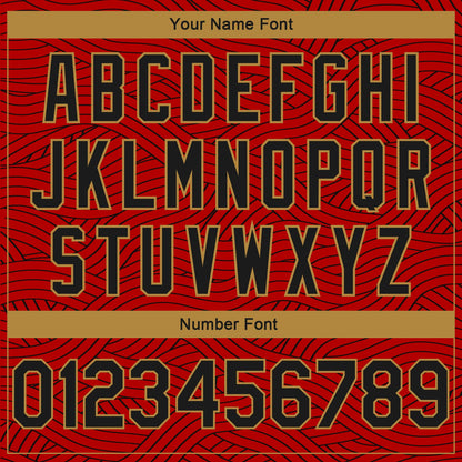 Custom Red Black-Old Gold Authentic City Edition Basketball Jersey