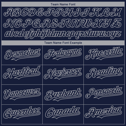 Custom Navy Gray 3D New York City Edition Fade Fasion Authentic Baseball Jersey