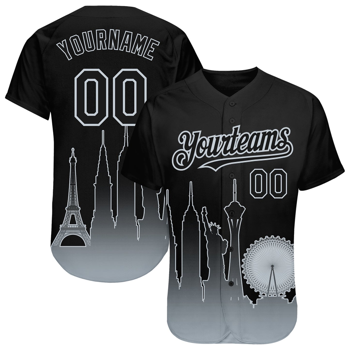 Custom Black Silver 3D Las Vegas City Edition Fade Fasion Authentic Baseball Jersey