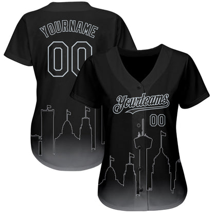 Custom Black Gray 3D San Antonio City Edition Fade Fasion Authentic Baseball Jersey