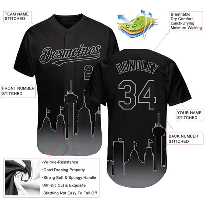 Custom Black Gray 3D San Antonio City Edition Fade Fasion Authentic Baseball Jersey