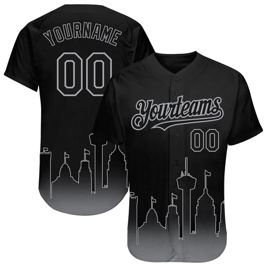 Custom Black Gray 3D San Antonio City Edition Fade Fasion Authentic Baseball Jersey