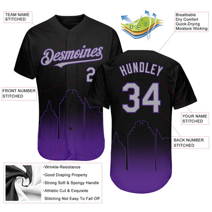 Custom Black Gray-Purple 3D Sacramento City Edition Fade Fasion Authentic Baseball Jersey