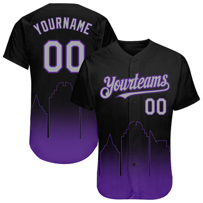 Custom Black Gray-Purple 3D Sacramento City Edition Fade Fasion Authentic Baseball Jersey