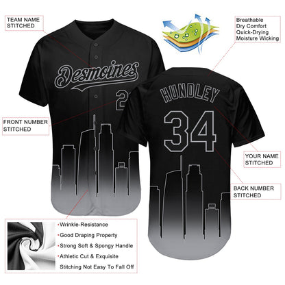 Custom Black-Gray 3D Los Angeles City Edition Fade Fasion Authentic Baseball Jersey