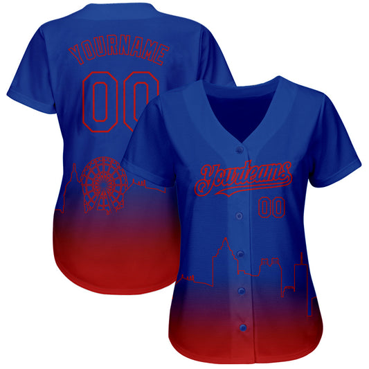 Custom Royal Red 3D Atlanta City Edition Fade Fasion Authentic Baseball Jersey