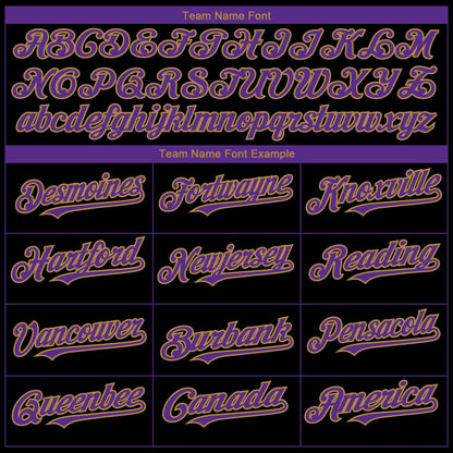 Custom Black Purple-Old Gold 3D Baltimore City Edition Fade Fasion Authentic Baseball Jersey