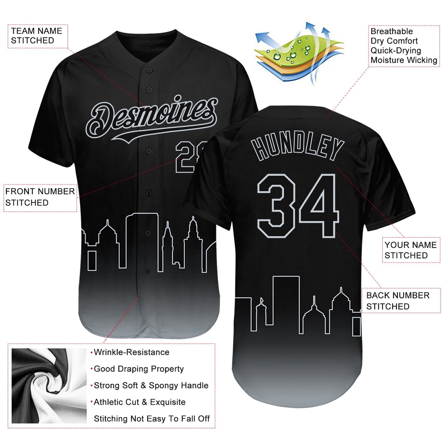 Custom Black Silver 3D Oakland City Edition Fade Fasion Authentic Baseball Jersey