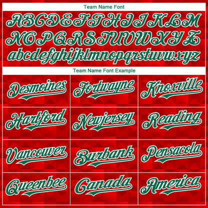 Custom Red Kelly Green-White 3D Mexico Authentic Baseball Jersey