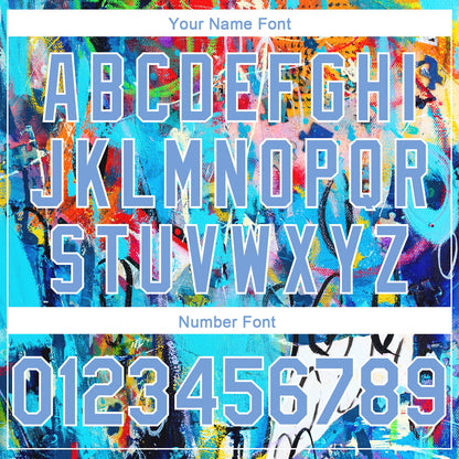 Custom Graffiti Pattern Light Blue-White 3D Grunge Art Authentic Basketball Jersey