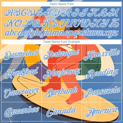 Custom Gold Light Blue-White 3D Pattern Summer Beach Surfing Authentic Basketball Jersey