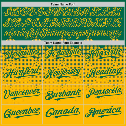 Custom Kelly Green Gold 3D Pattern Design Gradient Square Shapes Authentic Baseball Jersey