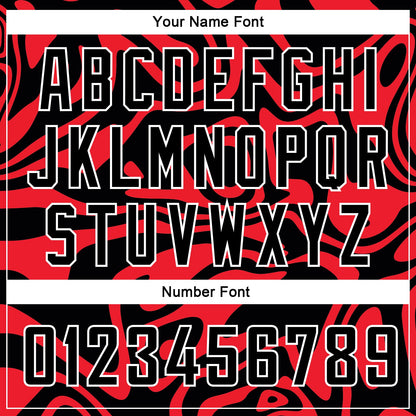 Custom Red Black-White 3D Pattern Design Abstract Psychedelic Liquid Wave Authentic Basketball Jersey