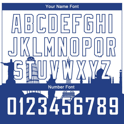 Custom White Royal Holiday Travel Monuments Silhouette Authentic City Edition Basketball Jersey