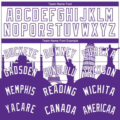 Custom White Purple Holiday Travel Monuments Silhouette Authentic City Edition Basketball Jersey