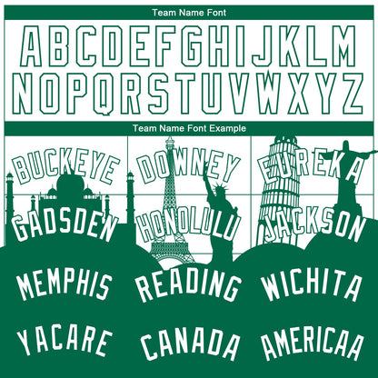 Custom White Kelly Green Holiday Travel Monuments Silhouette Authentic City Edition Basketball Jersey