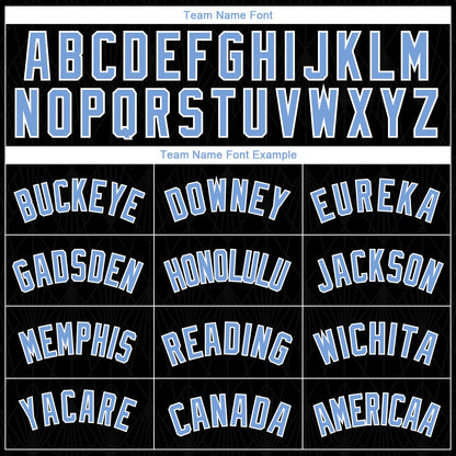 Custom Black Light Blue-White Geometric Shapes And Side Stripes Authentic City Edition Basketball Jersey