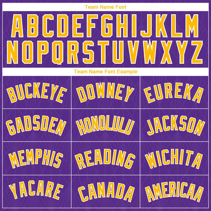 Custom Purple Gold-White Geometric Shapes And Side Stripes Authentic City Edition Basketball Jersey
