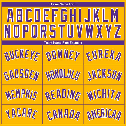 Custom Gold Purple-White Side Panel Abstract Lines Authentic City Edition Basketball Jersey