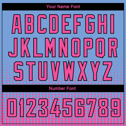 Custom Light Blue Pink-Black Halftone Authentic City Edition Basketball Jersey