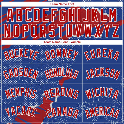 Custom Royal Red-White 3D Pattern Design Torn Paper Style Authentic Basketball Jersey