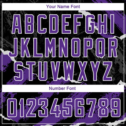 Custom Black Purple-White 3D Pattern Design Torn Paper Style Authentic Basketball Jersey
