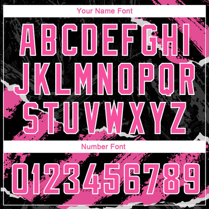 Custom Black Pink-White 3D Pattern Design Torn Paper Style Authentic Basketball Jersey