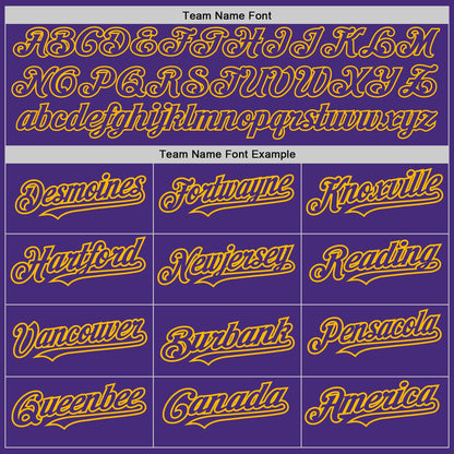 Custom Purple Gold 3D Pattern Design Abstract Splatter Grunge Art Authentic Baseball Jersey