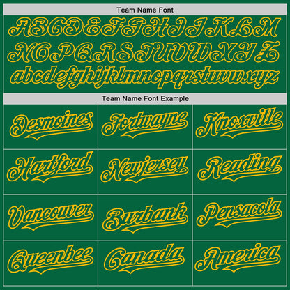 Custom Kelly Green Gold 3D Pattern Design Abstract Splatter Grunge Art Authentic Baseball Jersey