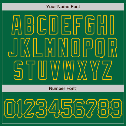 Custom Kelly Green Gold 3D Pattern Design Abstract Splatter Grunge Art Authentic Baseball Jersey